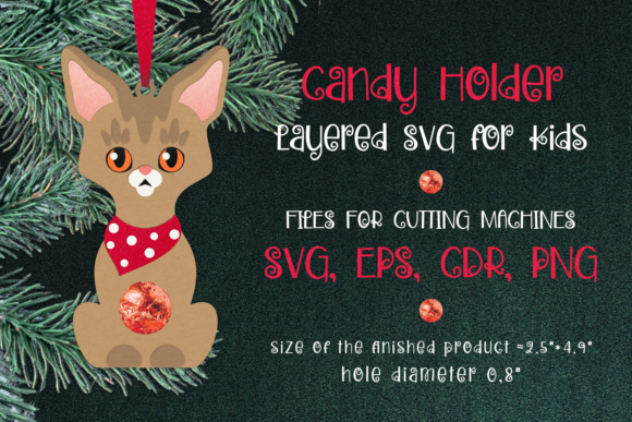 Abyssinian Cat Christmas Candy Holder 3D SVG for Festive Crafts