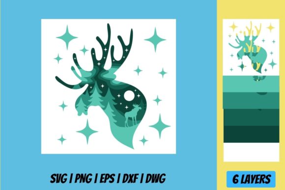 Christmas Elk Shadow Box: Festive 3D SVG for Seasonal Branding