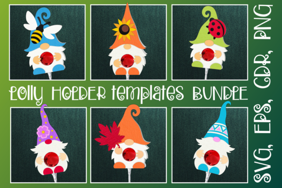 Gnomes Lolly Holder Templates Bundle SVG: 3D Shapes for Playful Branding