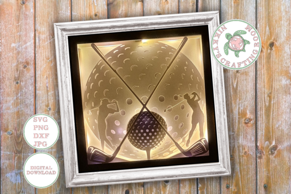 Golf 3D SVG Shadow Box Template Adds Dimension to Local Branding