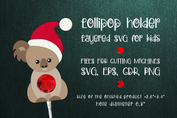 Koala Christmas Lollipop Holder Template: 3D SVG Charm for Seasonal Branding