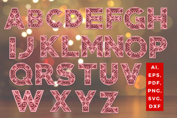 Layered Alphabet BUNDLE 3D Mandala SVG for Modern Branding & Marketing