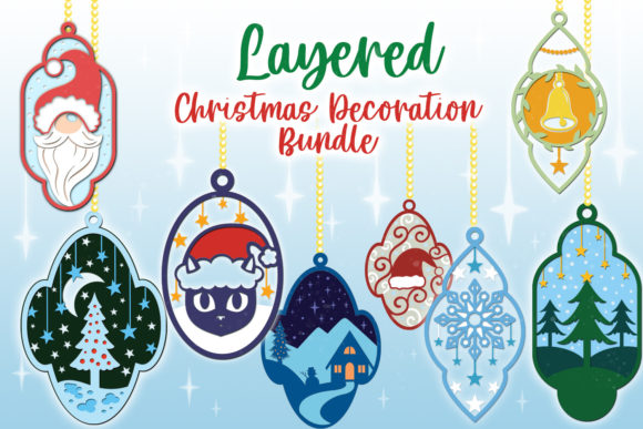 Layered Christmas Decorations - 8 3D SVG Designs for Real Crafting