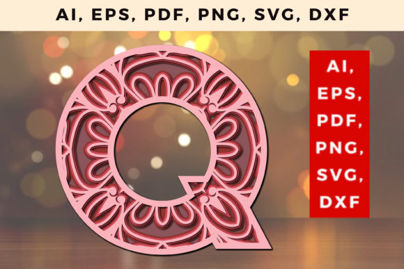 Layered Q Letter Mandala SVG: 3D Design for Crafty Business Growth