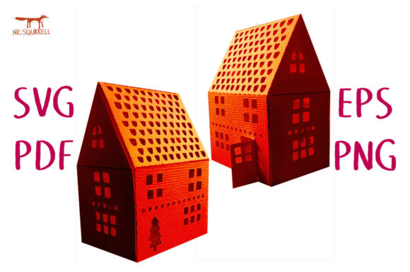 Little Winter House Box 3D SVG Cut File: Festive 3D Houses Design for Crafters & Etsy Sellers