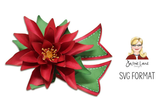 Poinsettia Gift Bow: A Festive 3D SVG for Christmas Content Design