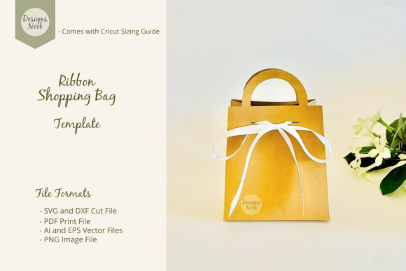 Ribbon Shopping Gift Bag Template SVG: A 3D Design for Lifestyle and Editorial Visuals