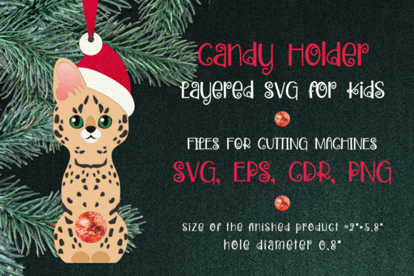 Serval Cat Christmas Ornament Template S – A Festive 3D SVG for Crafters