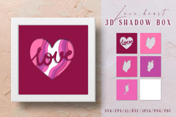 Valentine's Day Love Heart 3D SVG for Shadow Box Creations