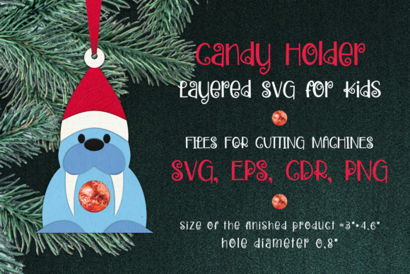 Walrus Christmas Ornament Candy Holder T – Festive 3D SVG for Holiday Crafting